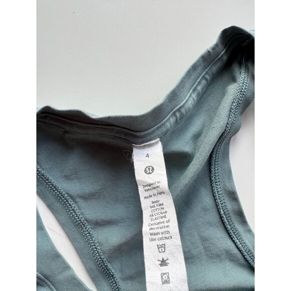 LULULEMON Mystic Green Pima Cotton Racerback Love Tank II Top, Size 4 - Picture 12 of 13